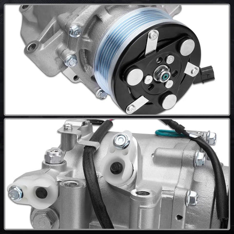 AC Compressor With Clutch Fits 2006 2011 Honda Civic 1.8L Replaces 38800RNAA01 close-up of components and fittings.