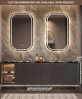 80 Inch Double Sink Bathroom Vanity Featuring Two Smart Mirrors Plus A Luxurious Stone Top with measurements displayed.