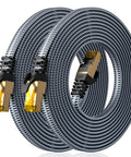 Cat8 Ethernet Cable 10 Ft Dual Pack, 40Gbps 2000MHz high speed patch cord, nylon braided shielded RJ45 flat internet cable