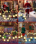 Solar Garden Lights Outdoor 4 Pack Swaying LED Fairy Lights Waterproof for yard pathway, festive holiday scene with Santa and decorations