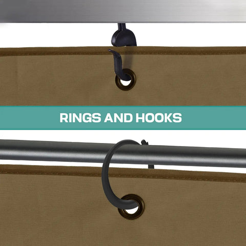 Rings and hooks on 10x10 Ft Gazebo Mosquito Netting Replacement Four Panel Sidewalls With Two Way Zippers For Patio Backyard Deck And Lawn