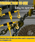Heavy Duty 2 Pack Ratchet Chain Binders 5/16 To 3/8 Inch in use with steel chains on a trailer deck