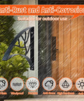 Badass Black Wrought Iron Porch Handrail With Dope Leaf Style Wall Mounted Stair Grab Rail For Secure One To Two Step Support, showing outdoor anti-rust features.