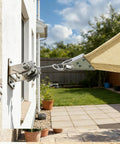 12 By 16 Foot Grey Rectangle Sun Shade Sail With Super Ring System UPF50Plus Heavy Duty 260Gsm Canopy installed on patio wall