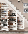 Heavy Duty Slide Out Shoe Rack Badass Adjustable Organizer With 4 To 15 Tiers For Closet Wardrobe And Under Stairs with multiple shoes.
