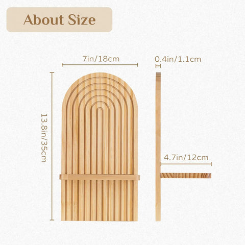 Lowkey Stunning Boho Wall Decor Set Of Two Natural Wood 3D Arch Candle Holder with dimensions 13.8x7 inches.