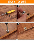 Top Shelf Cam Lock Hardware Kit With Heavy Duty Screws And Dowels, No Sweat Furniture Repair Set for easy assembly of furniture.