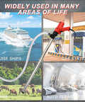 No Sweat 1980W Electric Fuel Transfer Pump For 55 Gallon Drums shown in use across cruise ships, gas stations, farms, and auto repair stores.