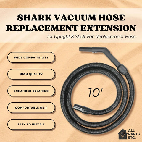 Replacement Vacuum Hose Extension For Upright And Stick Vacuums With A Long 10 Foot Reach And One And One Eighth Inch Adapter