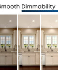 Adjustable Five To Six Inch Scoop Recessed LED Downlight Kit, 3000K Bright White, Dimmable, 850 Lumen in kitchen setting
