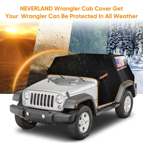Jeep 2 Door Cab Cover For 2007 2025 Waterproof Oxford Car Cover With Reflective Strip on Wrangler under sun and snow
