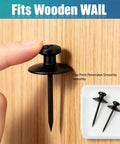 Sleek Double Headed Picture Hanging Nails For Drywall Renter Friendly Push Pins With Hand Protector Set Of 50 All Black Thumb Tacks on wooden wall
