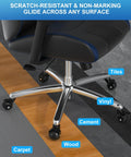 Heavy Duty Rollerblade Office Chair Wheels Replacement Set Of 5, 2 Inch Rubber Casters designed for carpet and hardwood floors.