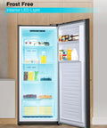 Hella Spacious 11 Cu Ft Stand Up Freezer And Refrigerator Combo Rocking Garage Ready Convertible Design For Ample Storage And Reliable Chill In Sleek Black Finish That Hits Different with LED interior light and organized shelves.