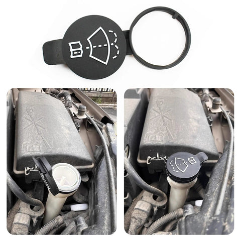 Replacement Windshield Washer Fluid Reservoir Cap For Chevy Camaro Silverado Cruze Malibu ATS XTS Encore 2010 2016 OEM Numbers 12767700 13227300 12788573 19172571 1 Pack Easy Install Durable Fit, shown from top view and installed on vehicle