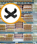 Beefy U Shaped Shelf Brackets With Center Hole displayed in inset over egg cartons on shelves