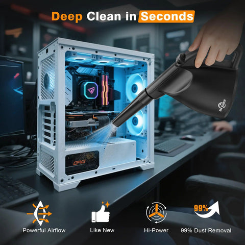 High Power Electric Air Duster For Keyboard And Laptop Cleanup 110000 RPM Blower That Replaces Canned Air Used on Open PC Case