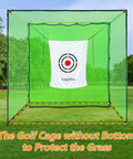 Heavy Duty Golf Driving Cage With 1 Inch Steel Frame For Backyard Garage And Indoor Simulator Noise Reduction Design 10x10x10 Ft Open Bottom Hitting Net With High Density Tear Resistant Netting with target.