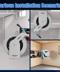 Heavy Duty 100 Ft Retractable Pressure Washer Hose Reel With Auto Rewind One Quarter Inch Hose Wall Mounted 3600 PSI Compatible Tangle Free Storage For Power Washers And Easy Clean Up