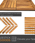 Interlocking Acacia Deck Tiles For Patio And Walkways No Fuss Tool Free Install With Raised Base Drainage Long Slat Outdoor Flooring