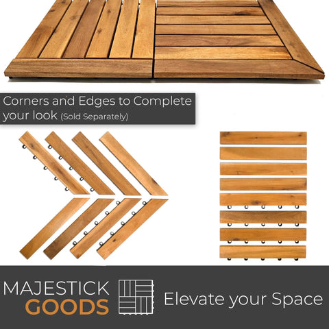 Interlocking Acacia Deck Tiles For Patio And Walkways No Fuss Tool Free Install With Raised Base Drainage Long Slat Outdoor Flooring