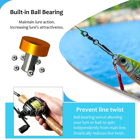 Ball Bearing Swivels With Fishing Speed Clips, 20 Lb Test, 25 Pack, Ultra Smooth Rotation To Prevent Line Twist And Quick Lure Changes, Heavy Duty Tackle Gear For Freshwater And Saltwater Angling.