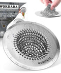 Reversible Chain Mesh Sink Strainer For Effortless Clean Up And Debris Catcher Large Capacity No Clog 304 Stainless Steel Rust Proof