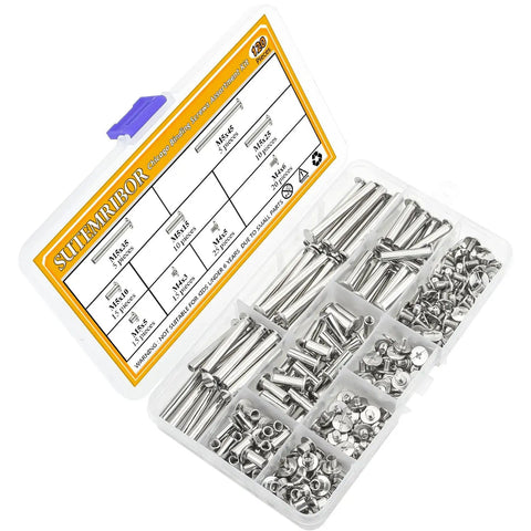 Kickass Chicago Screw Binding Kit With Nickel Plated Posts And Assorted Fasteners For Smooth Leather Crafting Built Tough, 120 pieces in clear organizer.