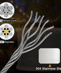Beefy Thickened 316 Stainless Steel Wire Rope 7x19 Aircraft Cable 500 ft 4000 lbs breaking strength strands detailed view