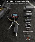 Digital Tire Pressure Gauge With Inflator 0-250 PSI Calibrated To ANSI B40.7 Grade 2A Air Chuck for vehicles and tools