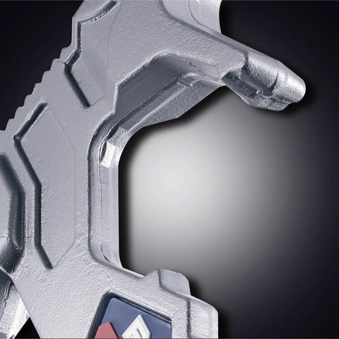Close-up of 15 Inch Multi Function Demolition Tool Nail Puller With Cross Hatch Hammer for drywall.