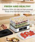 Compact 5 Tray Food Dehydrator With 48 Hour Timer And Adjustable Temp Control Legit 400W Electric Food Dryer with fruits and veggies.