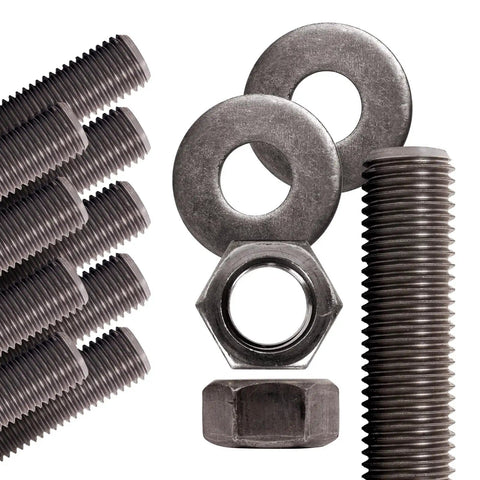 Unfinished One Quarter Inch 36 Inch Coarse Threaded Rods UNC 20 TPI All Thread Rods ASTM A307 Grade A Standard Pack of 10 With 20 Hex Nuts and 20 Flat Washers Built For Tough Jobs And Quick Fixes