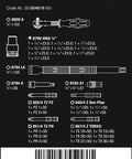 Illustration of 28 Piece 1/4 Inch SAE Ratchet Set With Wera Zyklop Speed For Imperial Drive details and components list