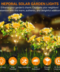 Go To Solar Carnation Flower Lights For Outdoor Garden Decor Waterproof IP65, Warm White 3200K LEDs, night garden view