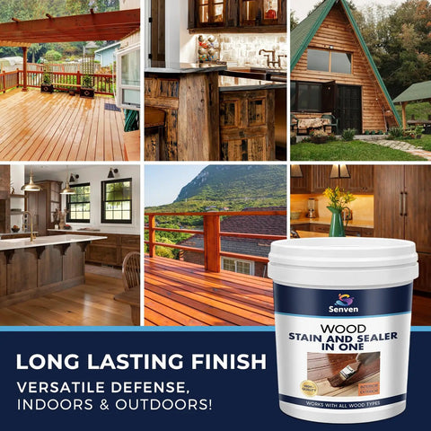 Water Based Wood Stain And Sealer In One Fast Dry Non Toxic Coating For Indoor Outdoor Applications on various wood surfaces.