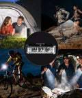 Collage featuring Ultra Bright 1000 Lumen USB Rechargeable Bike Headlight With Dual Beam Design Waterproof Front Light in diverse uses.