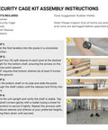 Step-by-step assembly instructions for Built Tough Green Epoxy Wire Mesh Security Cage Kit with NSF Listing.