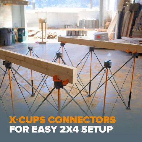 Centipede Panel Cutting Accessory Kit Fits All Centipede Work Stands With 4 X Cups 4 Quick Clamps 6 Non Slips And 2 Hooks in use on work stands