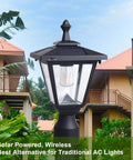 Outdoor Solar Post Lights Set Die Cast Aluminum Waterproof LED Pillar Lamps With Real Glass For Patio Garden Yard Driveway Porch