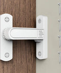 Adjustable 90 To 180 Degree Barn Door Latch Slide Lock With Knob For Privacy And Security in white zinc alloy installed on door