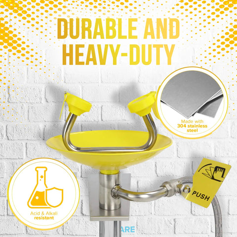 Wall mounted Eye Wash Station With Free Eye Wash Sign Wall Mounted Stainless Steel Eye Wash Station With Dual Spray Heads