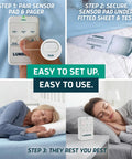 Wireless Early Alert Bed Alarm System for Seniors and Fall Prevention, No Wires, No Bedside Noise, Alerts Sent to Your Pager, Keeps Loved Ones Dignified While Boosting Nighttime Safety, bedside sensor pad and pager