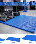 Go-To Lightweight Plastic Pallet With Nestable Grid Pad for garage storage, blue, pack of 6, 11.8x23.6x1.18 inches