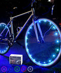 Bicycle with Blue LED Bike Wheel Lights for Two Tires, Bright Spoke Lights With Two Modes, Waterproof Bicycle Tire Lights for Lit Night Rides.