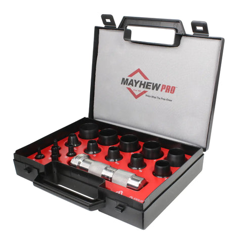 16 Piece Hollow Punch Set For Leather, Vinyl, Cloth And Light Metal With Pro Grade ID And OD Sizes in case, for gaskets and washers