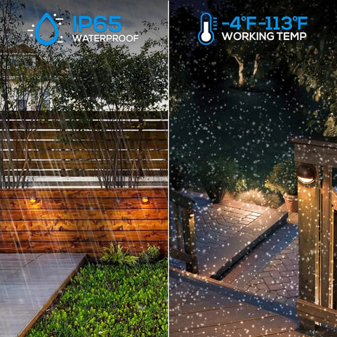 12 Pack LED Low Voltage Deck Lights With 170 Lumen Output 4 Inch Landscape Step Railing Fence Light in rain and snow