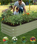 Three In One Galvanized Raised Garden Bed Kit, 4 By 2 By 1 Feet, Two Pack Modular Planter Box with veggies and herbs, in use