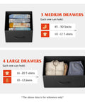 Image showing the capacity of the 7 Drawer Dresser And TV Stand Media Console With Metal Frame and Wood Top for TVs up to 45 inches.