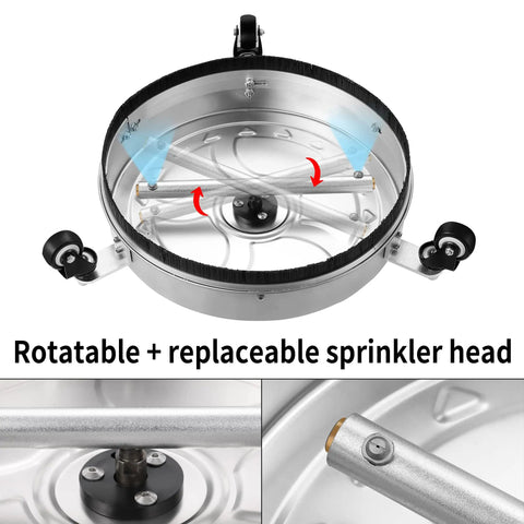 Top view of the 16 Inch Pressure Washer Surface Cleaner for 4000 PSI Power Washers with 1/4 Inch Quick Connect showing rotatable nozzle